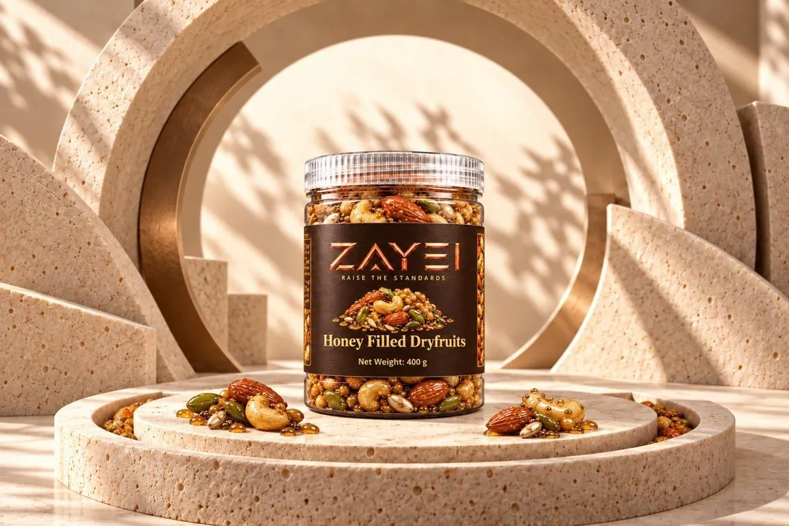 ZAYEI Honey-Filled Dry Fruits jar, 400 g pack