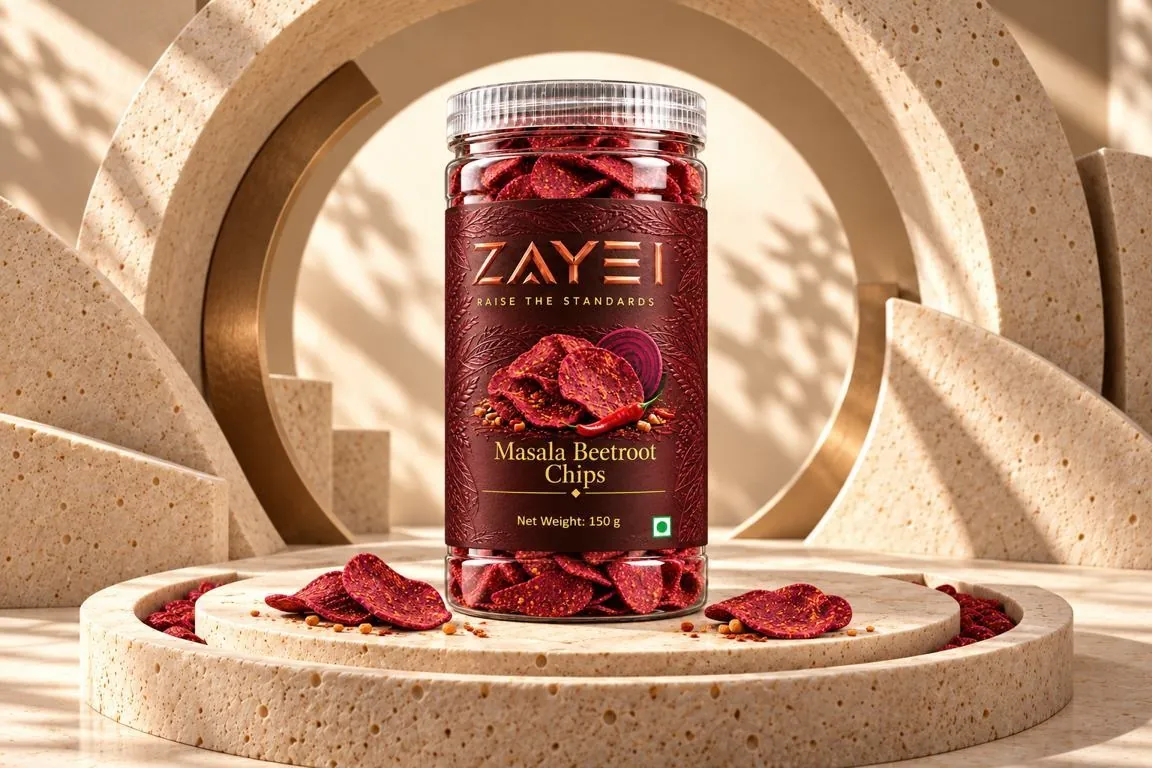 ZAYEI Masala Beetroot Chips jar, 150 g pack